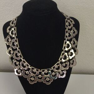 Elegant Silver-Tone Bib Necklace